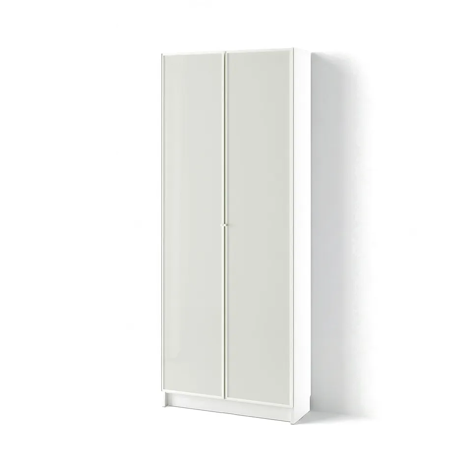 BILLY / HÖGBO Bookcase with glass doors, white, 80x30x202 cm