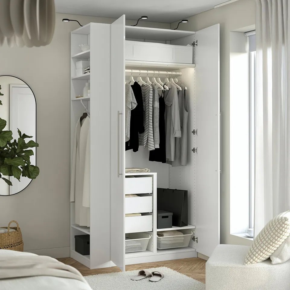 PAX / FARDAL Wardrobe combination, white high-gloss white/white, 120x60x236 cm