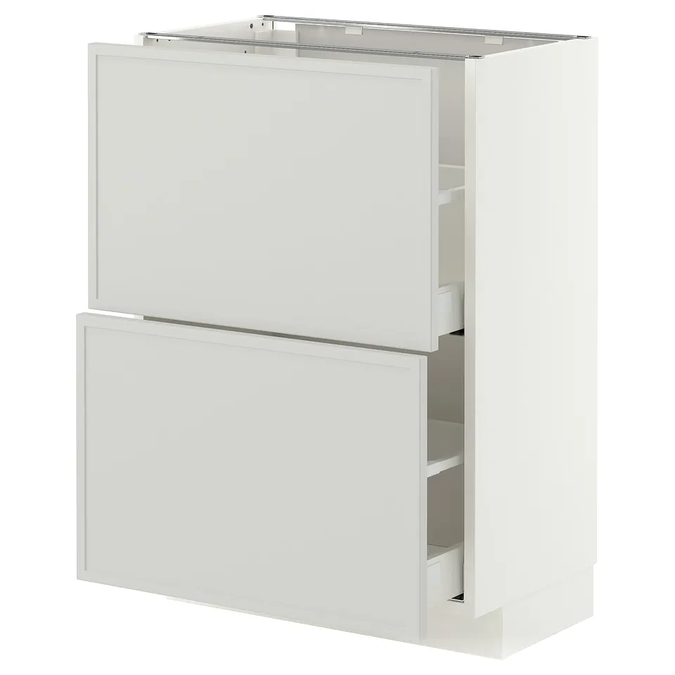 METOD / MAXIMERA Base cabinet with 2 drawers, white/Aspudden light grey, 60x37x80 cm