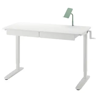 RELATERA desk combination sit/stand, white/light grey-green, 117x60 cm
