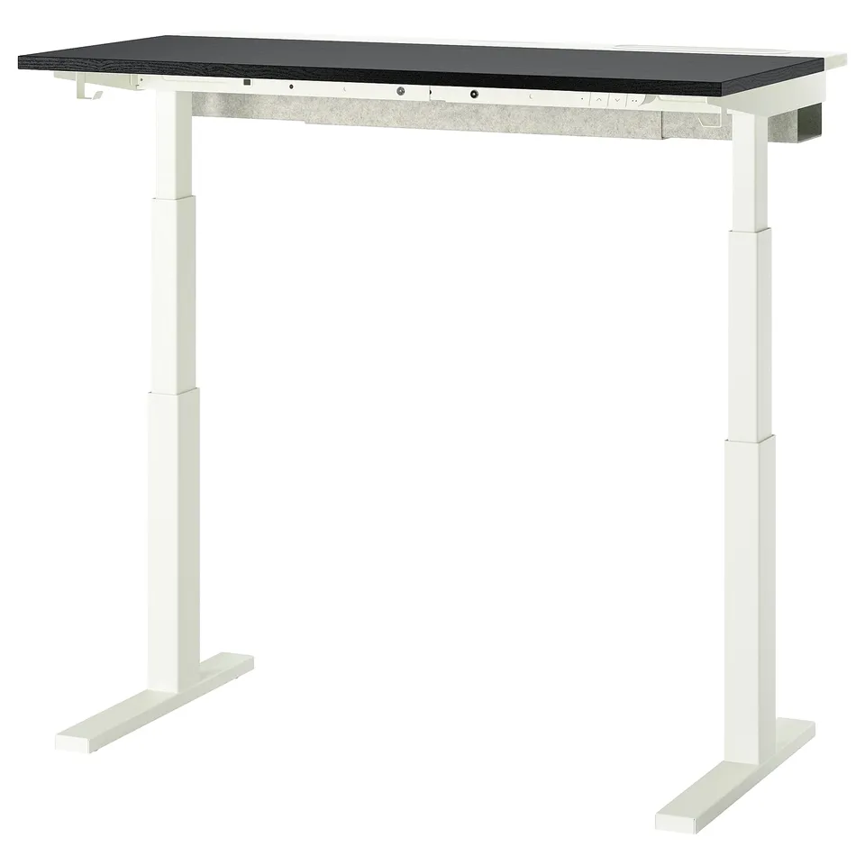 MITTZON sit-stand desk in white with black top.