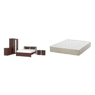SONGESAND/VATNESTRÖM Bed with 26cm thick mattress, pocket sprung, natural materials,5 comfort zones, extra firm