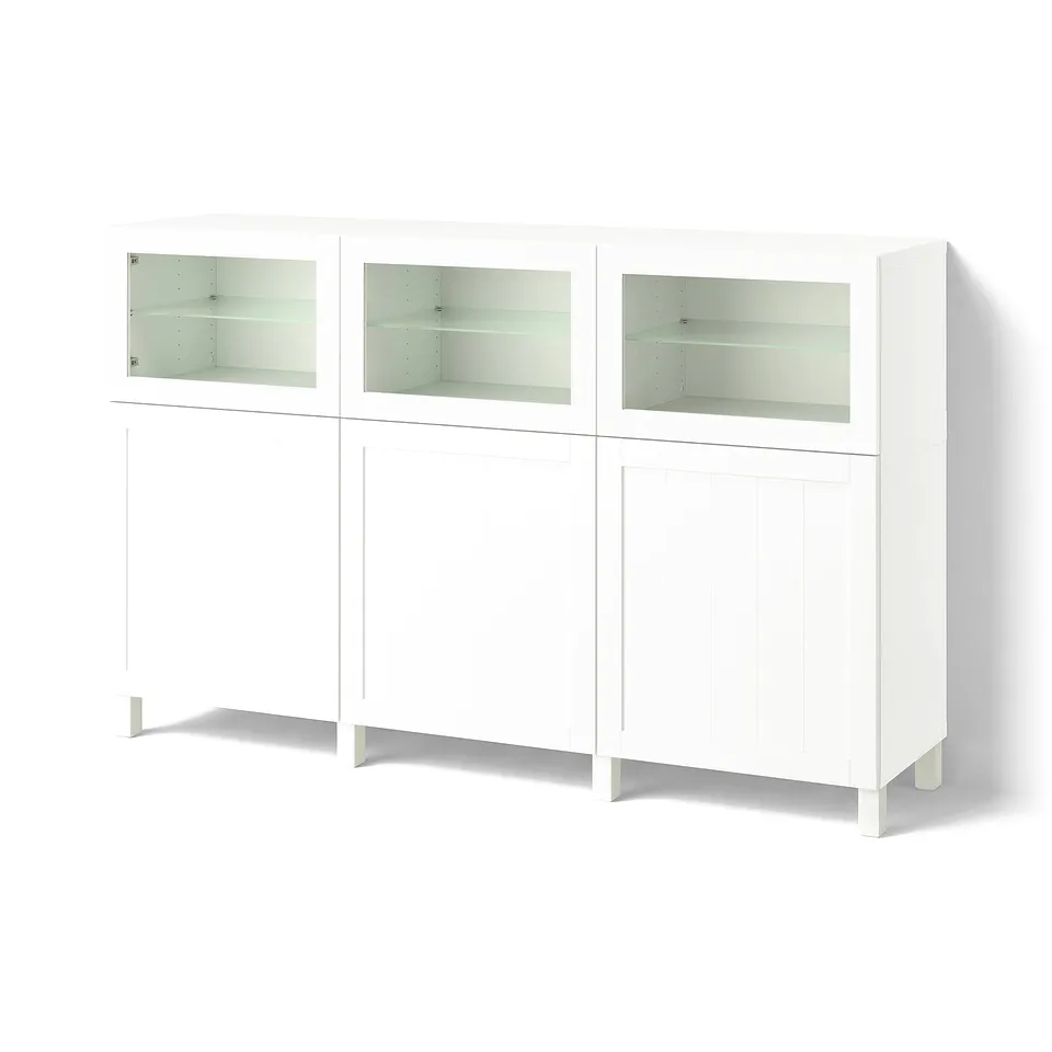 BESTÅ Storage combination with doors, white/Pipmakare white, 180x42x112 cm