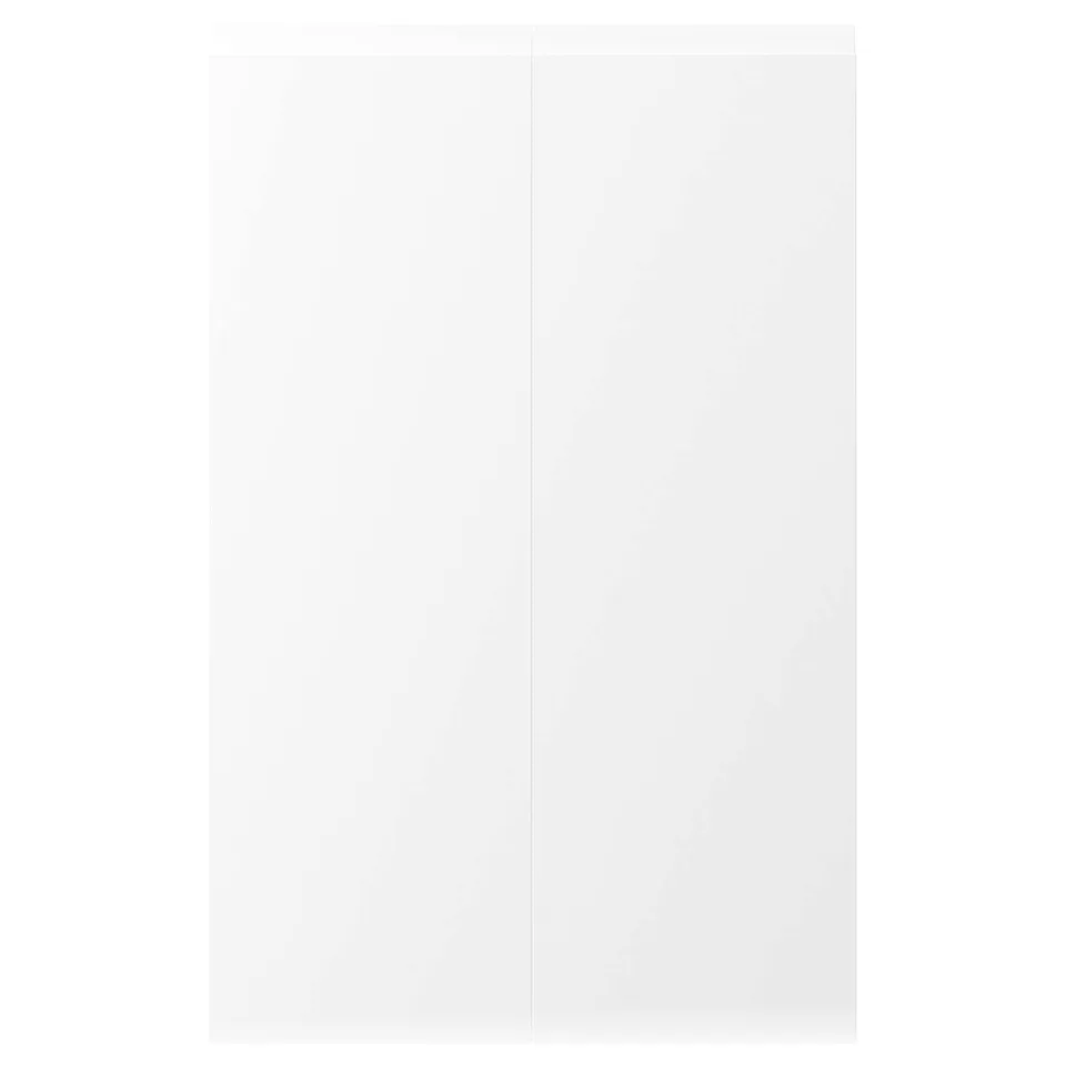 VOXTORP white kitchen cabinet door, modern minimalist matte design with integrated handles.