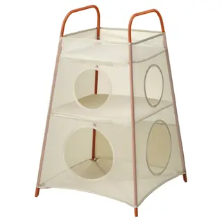 TIGERFINK storage with compartments, beige/orange, Height 82 x Length 52 x Width 52 cm