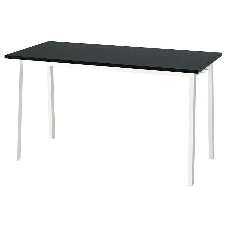MITTZON conference table: black rectangular top, white legs, minimalist design.