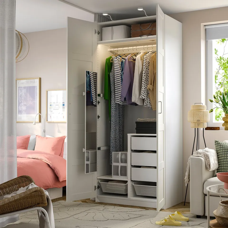 PAX / BERGSBO Wardrobe combination, white/white, 100x60x236 cm