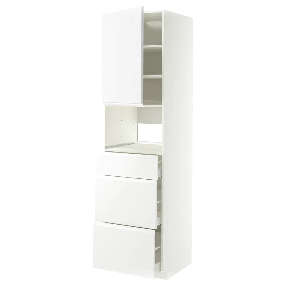 White METOD kitchen unit with drawer and cabinet.