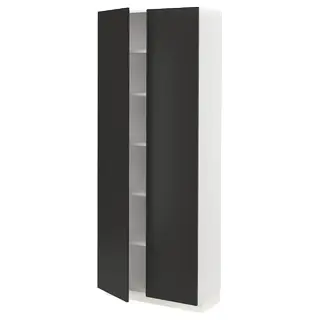 METOD high cabinet with shelves, white/Nickebo matt anthracite, 80x37x200 cm