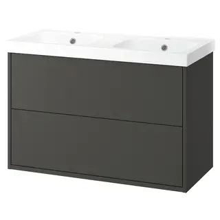 HAVBÄCK / ORRSJÖN wash-stnd w drawers/wash-basin, dark grey, Width 102.3 x Depth 49.4 x Height 69.2 cm
