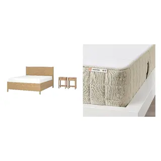 TONSTAD/MAUSUND Bed with 20cm thick mattress, latex, natural materials,5 comfort zones, medium firm