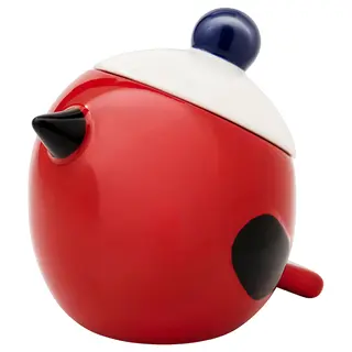VINTERFINT bowl with lid, bird red, 13.5 cm