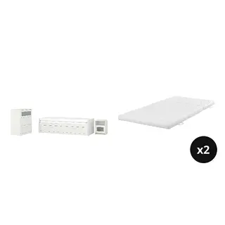BRIMNES/ÅNNFJÄLLET Bed with 8cm thick mattress, coir, foam, super firm