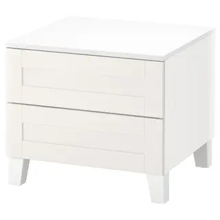 PLATSA chest of 2 drawers, white/Sannidal white, 60x57x53 cm