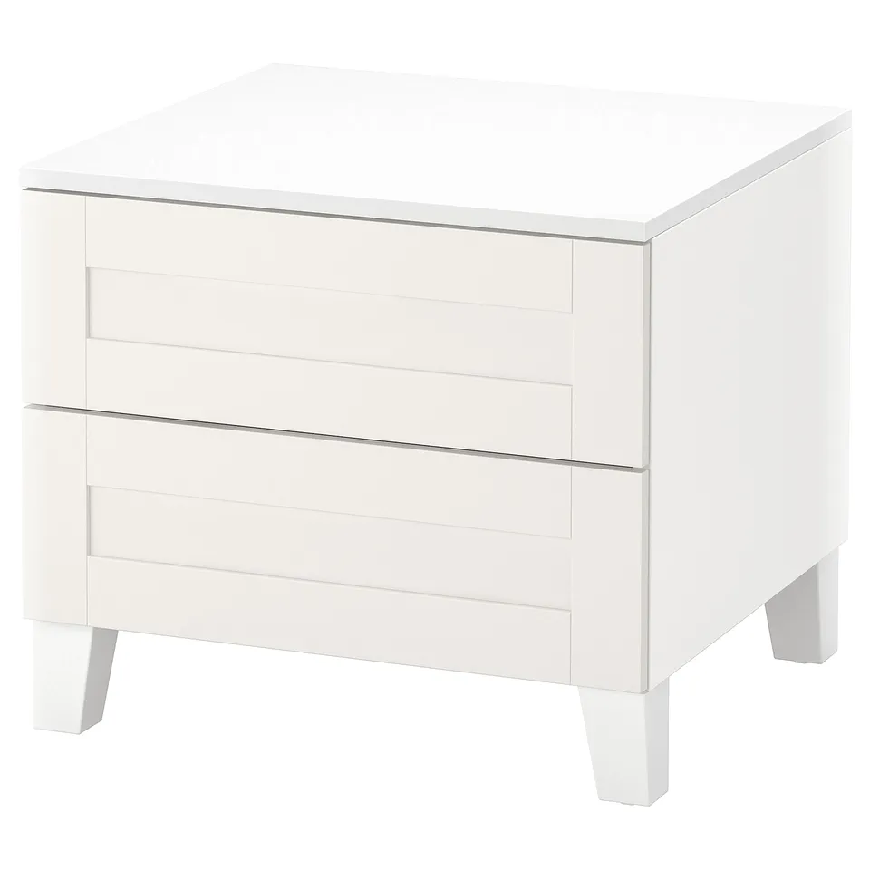 White PLATSA cube storage unit with clean, minimalist design and four thin legs for elevated look.