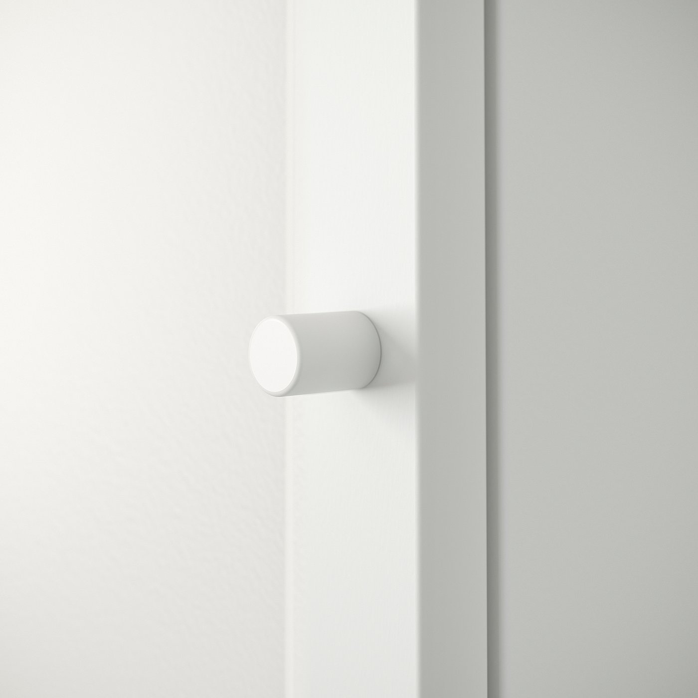 White BILLY bookcase door, round handle, simple and modern design.