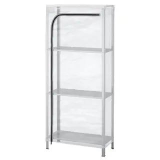 HYLLIS shelving unit with cover, transparent, 60x27x140 cm