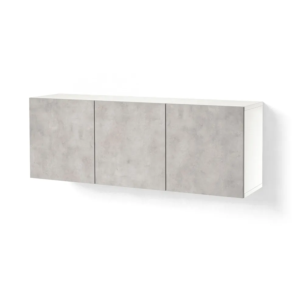 BESTÅ Wall-mounted cabinet combination, white Kallviken/light grey concrete effect, 180x42x64 cm