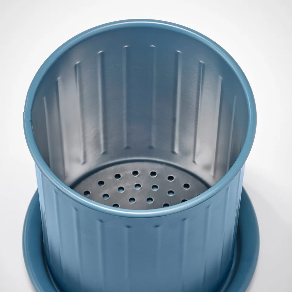 VÄLVÅRDAD Cutlery stand, dark grey-blue/galvanised, 13 cm