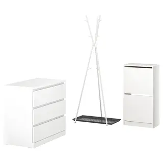 BISSA / EKRAR hallway furniture, set of 4, white/grey