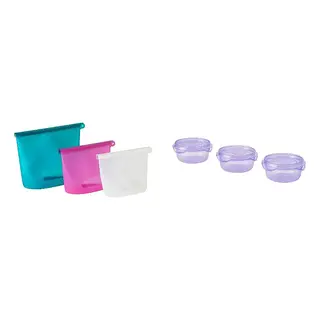FILFISK/PRUTA set: 3-piece resealable bag set + food container with lid