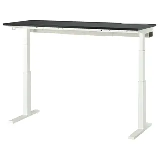 MITTZON desk sit/stand, electric black stained ash veneer/black white, 160x60 cm