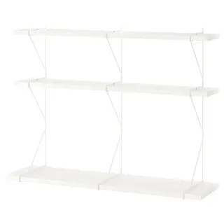 BERGSHULT / PERSHULT wall shelf combination, white/white, 120x30x91 cm