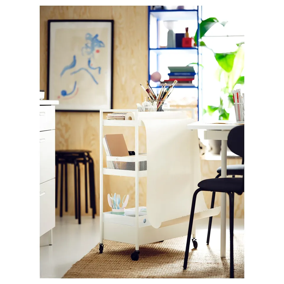 NISSAFORS Trolley, white, 50.5x30x83 cm