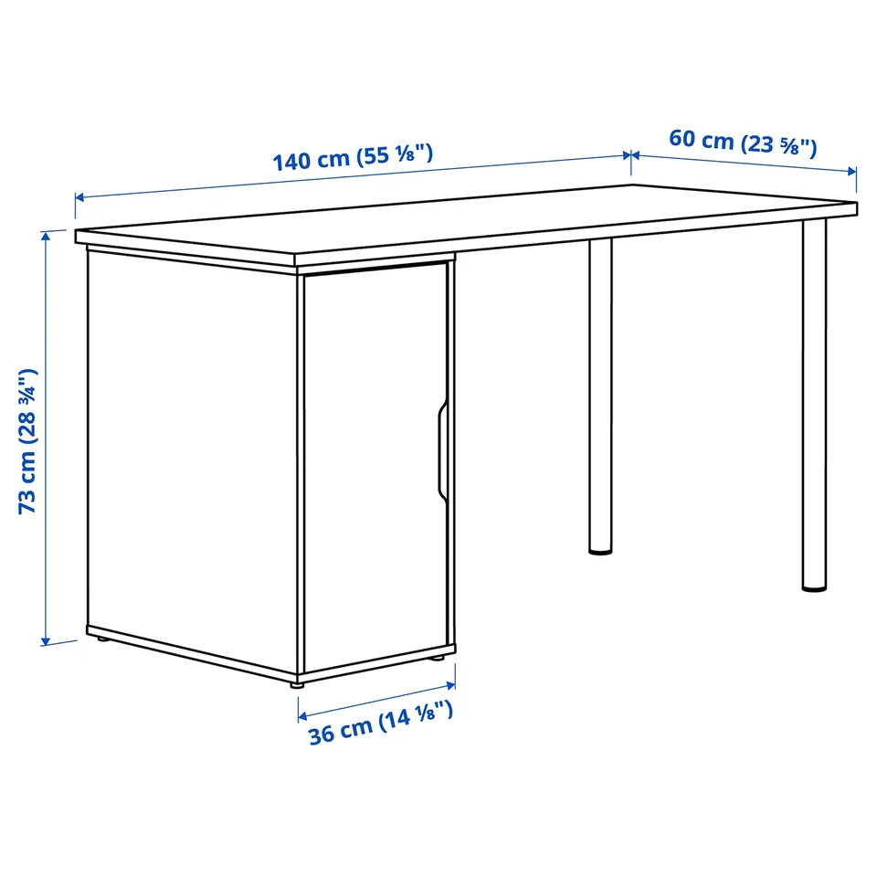 LAGKAPTEN / ALEX Desk, white, 140x60 cm
