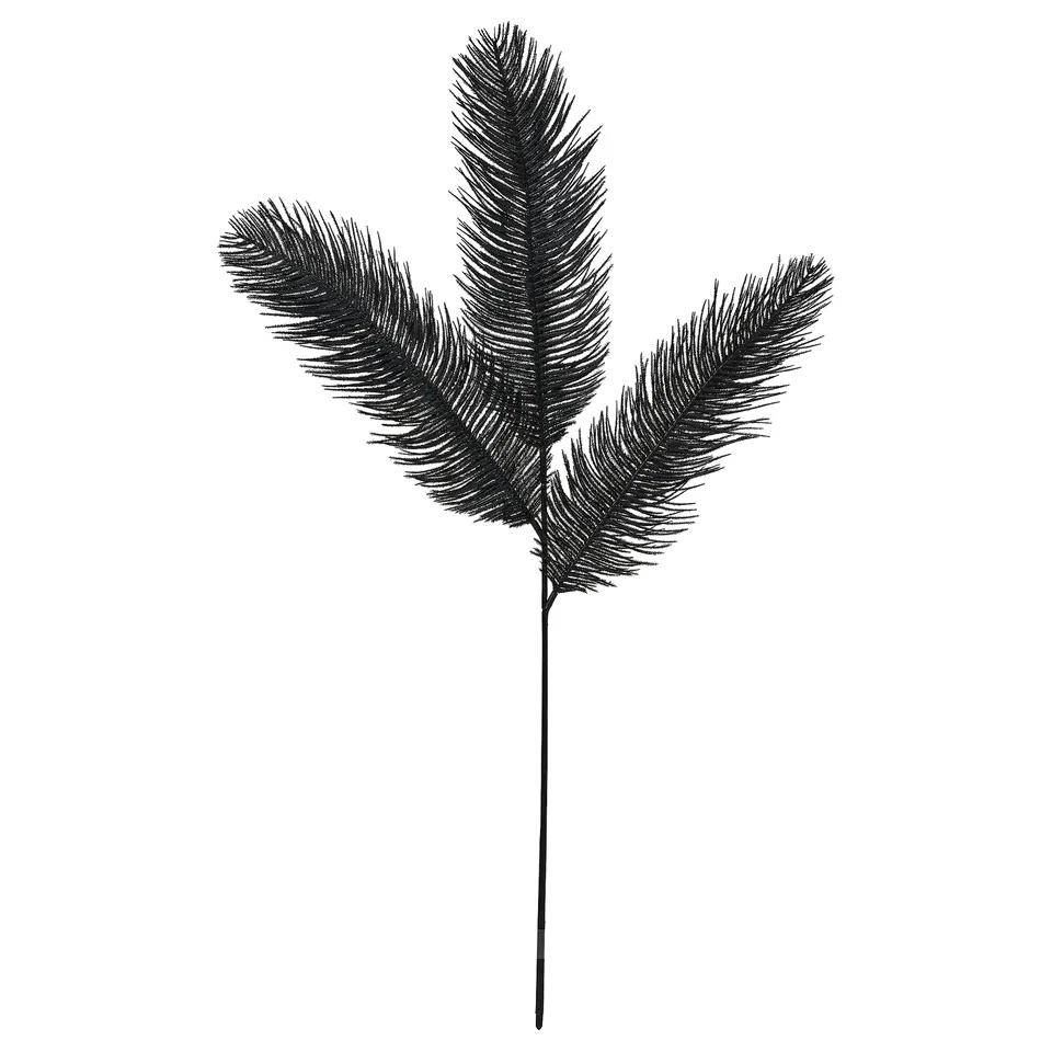SMYCKA black decorative plant, leafy, plastic, steel stem, artificial, minimalist.