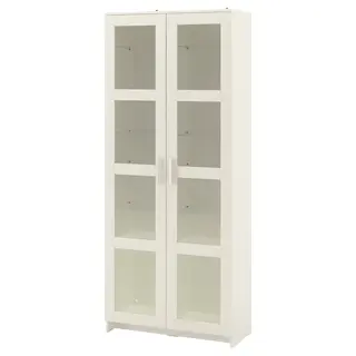 BRIMNES glass-door cabinet, white, 80x190 cm