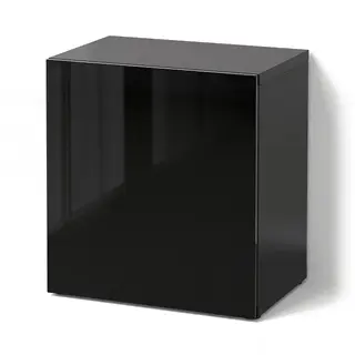 BESTÅ shelf unit with door, black-brown/Selsviken high-gloss/black, 60x42x64 cm