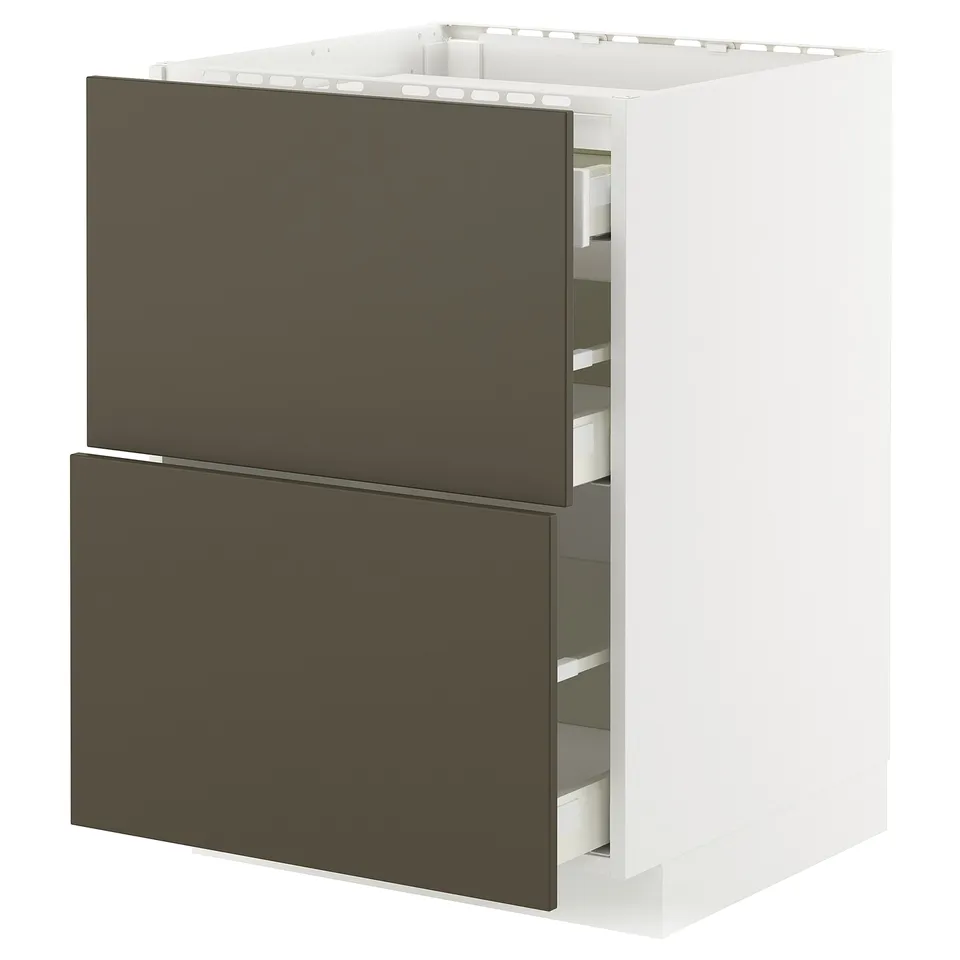 Ikea METOD kitchen cabinet, dark brown, rectangular, two drawers.