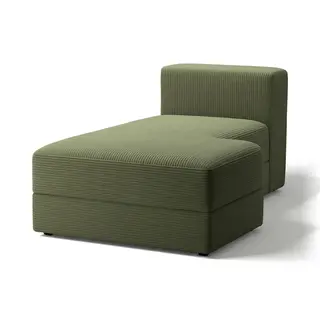 JÄTTEBO cover chaise longue module, right, Samsala dark yellow-green