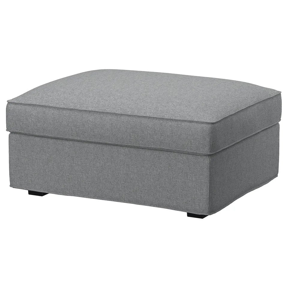 KIVIK grey footstool, soft with cleanable cover, rectangular shape.