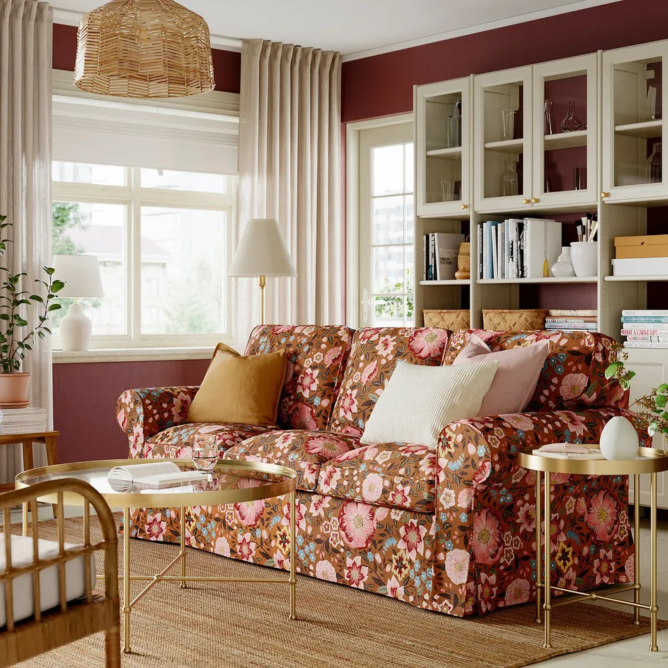 EKTORP 3-seat sofa, Mångbyn brown/multicolour