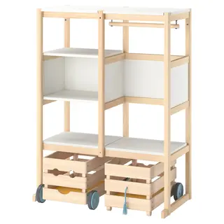 FLISAT open storage combination, light white stained pine/white, 88x38x117 cm