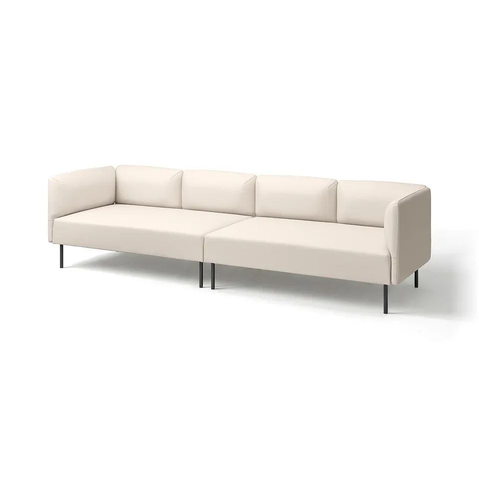 A white LILLEHEM modular sofa with minimalist design, clean lines, and upholstered in polyester fabric.