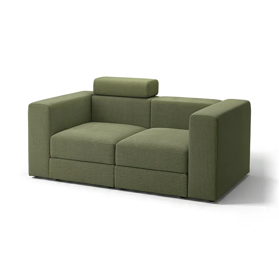 JÄTTEBO green sofa, modern design with clean lines, soft cushions, storage, comfortable.
