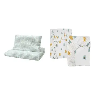 LEN set: duvet cover 1 pillowcase for cot + fitted sheet for cot
