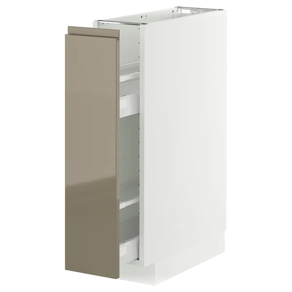 METOD kitchen cabinet, white with metallic glass door, sleek and modern.