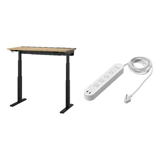 KOPPLA/MITTZON set: desk sit/stand + 4-way socket with 2 USB ports