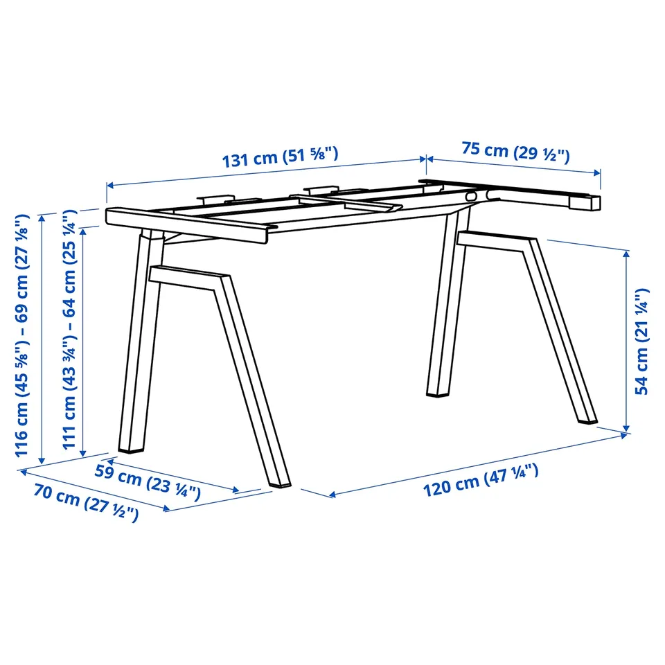 part: TROTTEN underframe sit/stand f table tp, el
