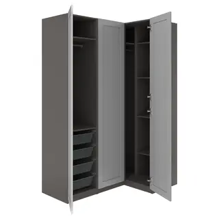 PAX / GULLABERG corner wardrobe, dark grey/grey, 161/111x236 cm