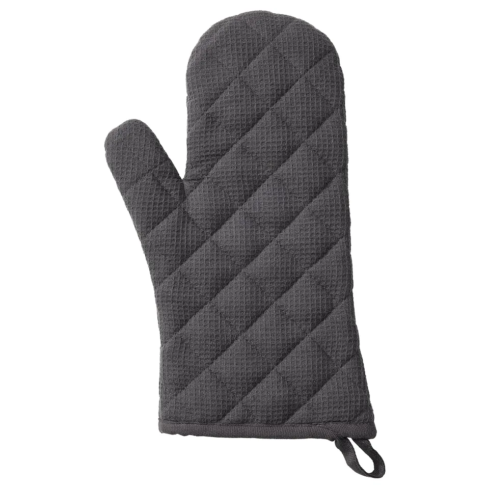 Dark grey RINNIG oven mitt, right/left-hand, recycle polyester, cotton, quilted design.