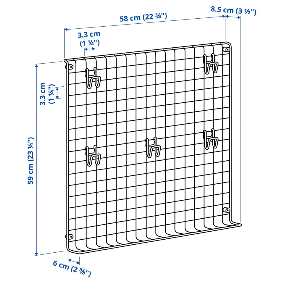 part: GREJIG wall grid with rail