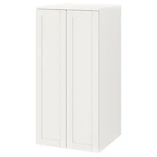 SMÅSTAD / PLATSA wardrobe, white with frame/with 3 shelves, 60x57x123 cm