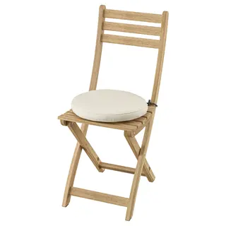 ASKHOLMEN chair, outdoor, foldable acacia/Frösön/Duvholmen beige, Height 87 cm