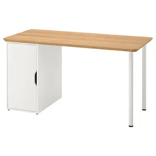 ANFALLARE / ALEX desk, bamboo/white, 140x65 cm
