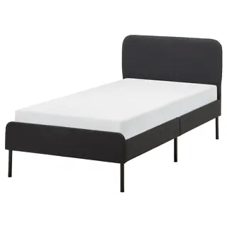 SLATTUM upholstered bed frame, Vissle dark grey, 90x200 cm